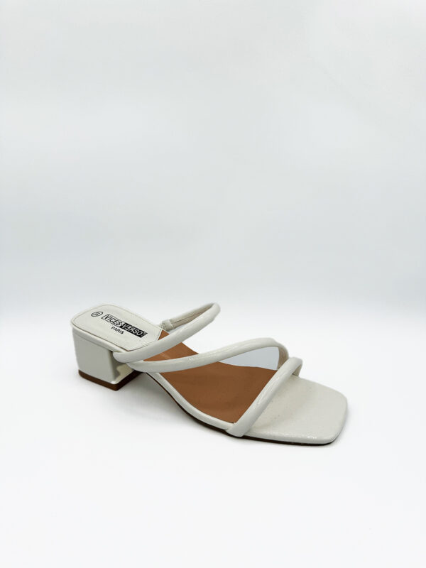 Sandales Estivales à Talon Carré Simples blanc - femme 1