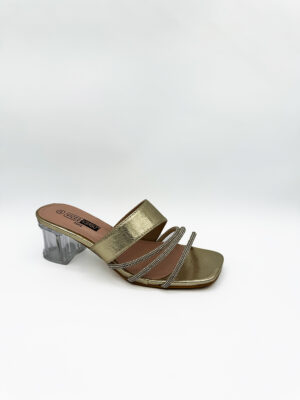 Sandales d'Été élégante à Talons Carrés champagne - femme 1