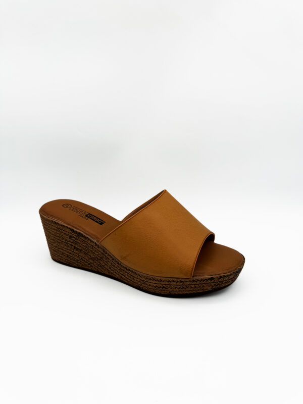 Sandales mules compensées beige - femme 1
