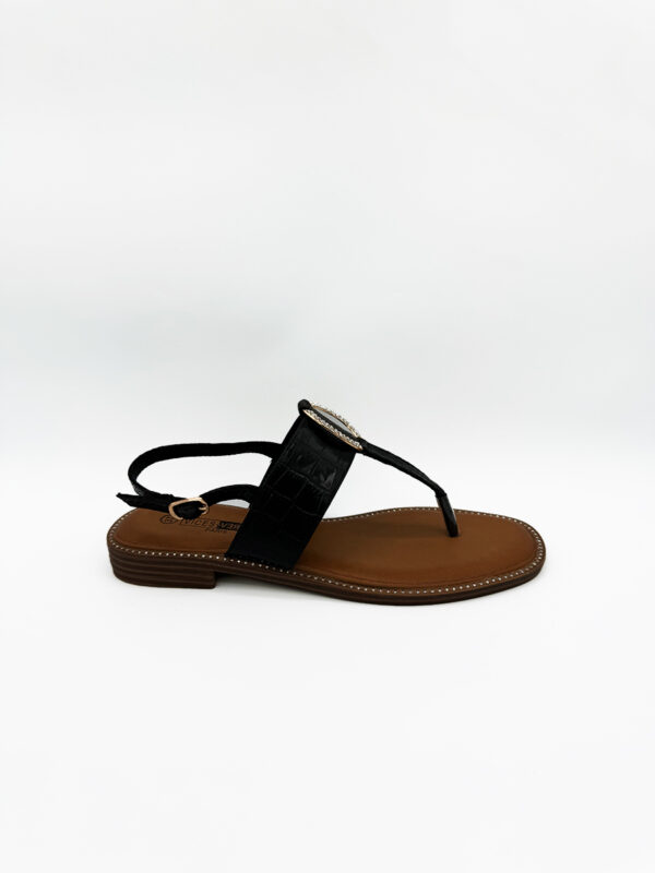 Sandales d’été pieds nus à bride noir - femme 1